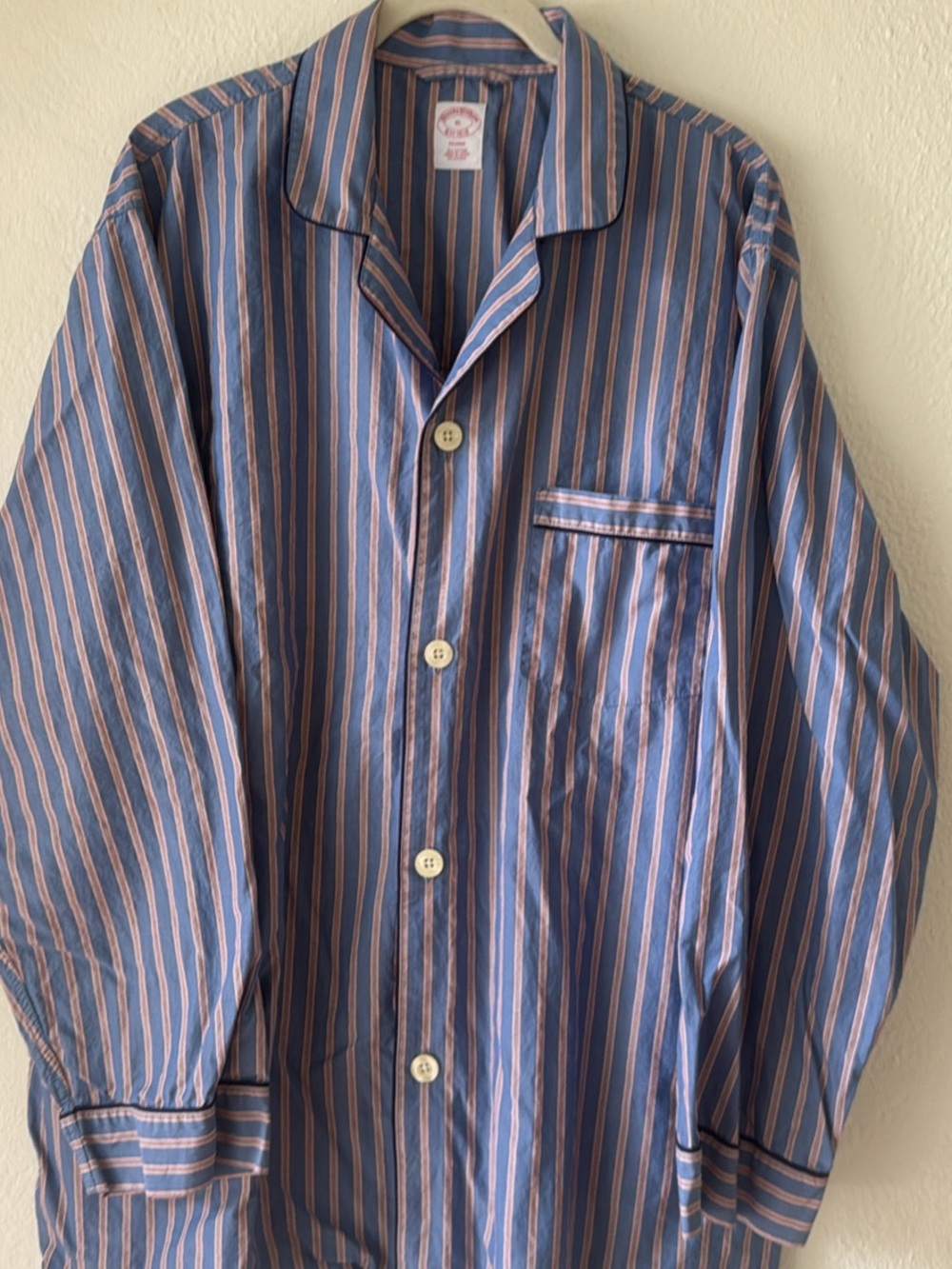 Striped Blue and Pink Button-Up Pajama Top and bottomVintage Brooks Brothers XL